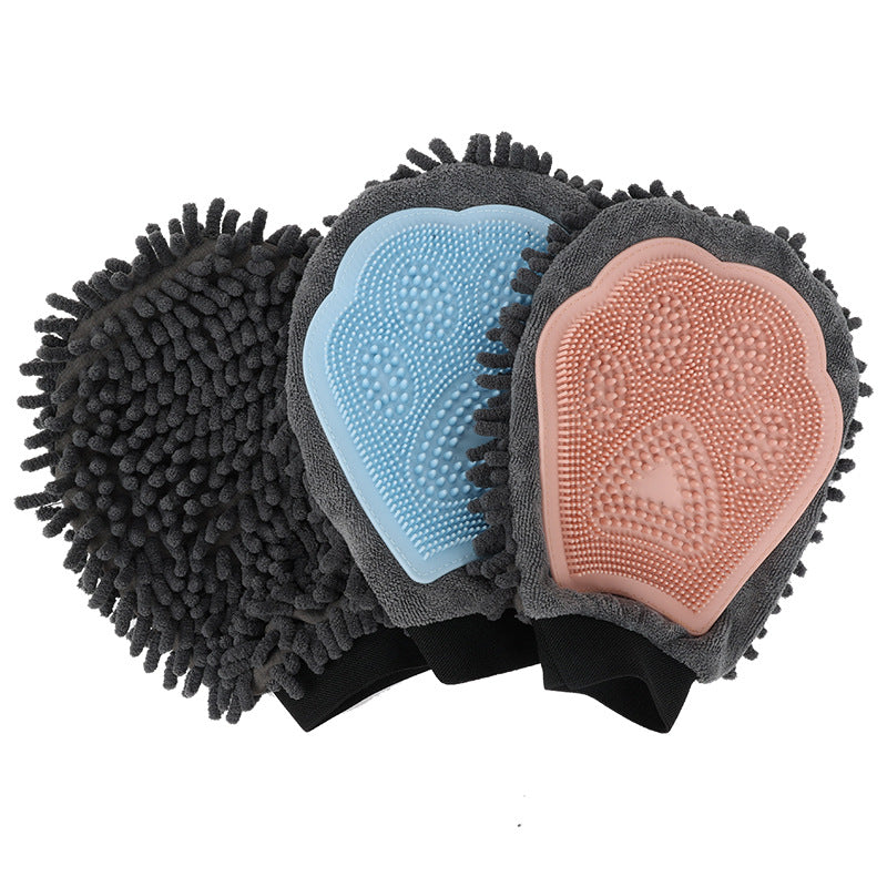 2 In 1 Pet Grooming Glove Bath Brush Massage Cleaning Tool